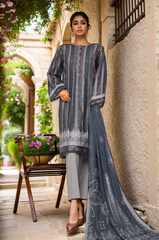 Damask By HZ Stitched 3 Piece Prints Jacquard Suit-DPJ-038-Strip