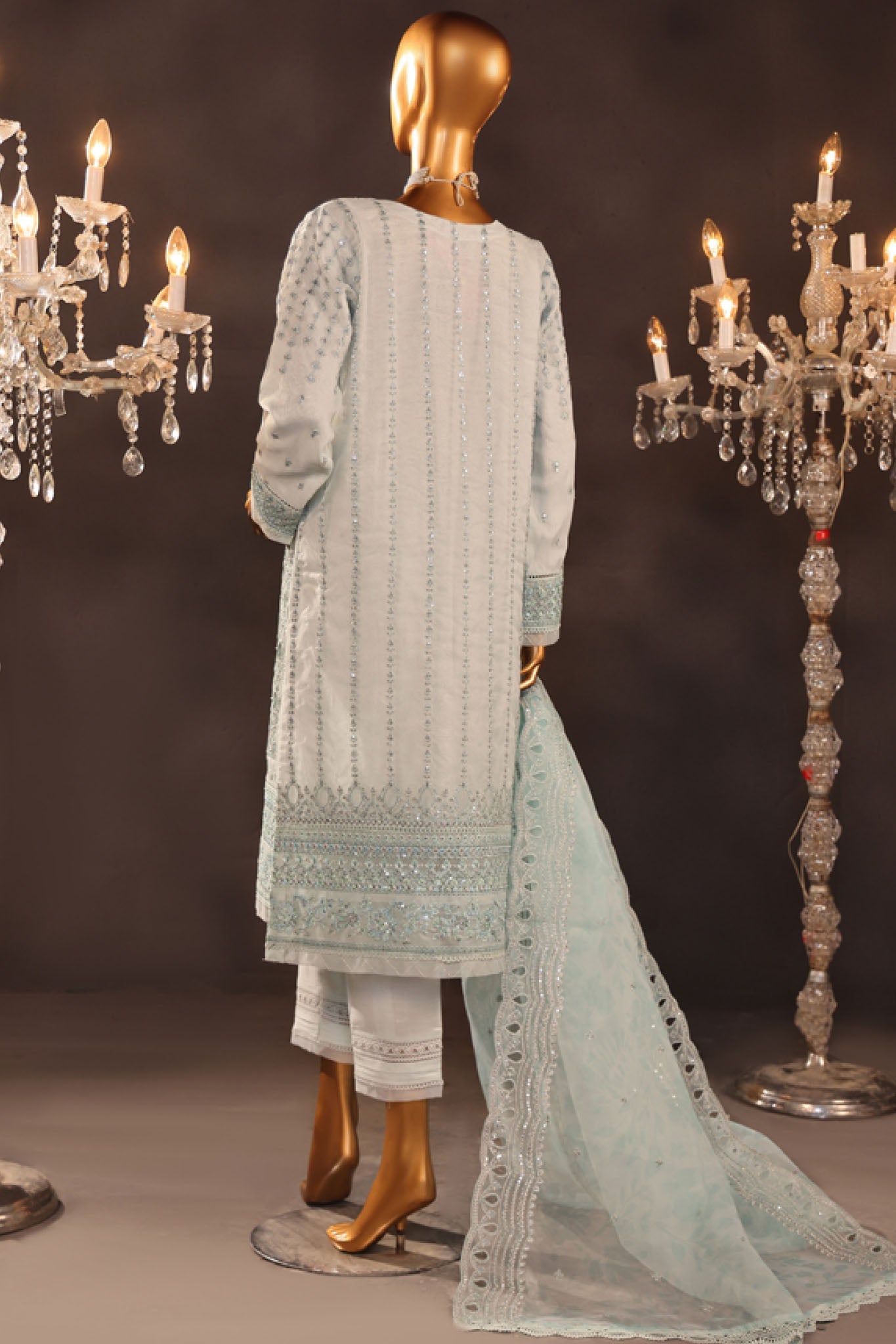 Falsafaa By HZ Stitched 3 Piece Festive Formals Vol-05 Collection-HZK-175-Sky Blue