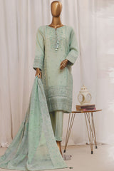 Sheer By HZ Stitched 3 Piece Formals Khaddi Net Suit-HZK-190-Aqua