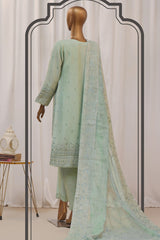 Sheer By HZ Stitched 3 Piece Formals Khaddi Net Suit-HZK-190-Aqua