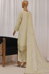 Sheer By HZ Stitched 3 Piece Formals Khaddi Net Suit-HZK-191-Beige