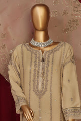 Fasaane By HZ Stitched 3 Piece Formals Chiffon Vol-08 Suit-HZK-195-Beige
