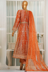 Jashn By HZ Stitched 3 Piece Luxury Formals Suit-HZK-206-Orange