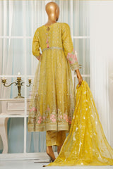 Jashn By HZ Stitched 3 Piece Luxury Formals Suit-HZK-208-Yellow