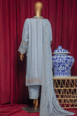 Fasaane By HZ Stitched 3 Piece Formals Chiffon Vol-09 Suit-HZK-209-Pastel Blue