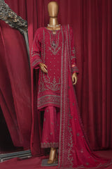 Fasaane By HZ Stitched 3 Piece Formals Chiffon Vol-09 Suit-HZK-210-Magenta