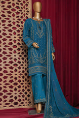 Fasaane By HZ Stitched 3 Piece Formals Chiffon Vol-09 Suit-HZK-210-Zinc
