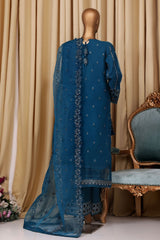 Falsafaa By HZ Stitched 3 Piece Emb Organza Vol-07 Collection'2025-HZK-215-Turquoise