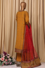 Falsafaa By HZ Stitched 3 Piece Emb Organza Vol-07 Collection'2025-HZK-216-Mustard