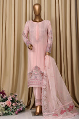Falsafaa By HZ Stitched 3 Piece Emb Organza Vol-07 Collection'2025-HZK-219-Pink