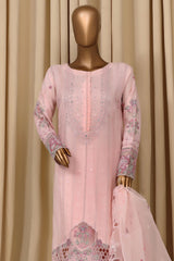 Falsafaa By HZ Stitched 3 Piece Emb Organza Vol-07 Collection'2025-HZK-219-Pink
