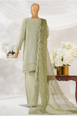 Sheer By HZ Stitched 3 Piece Emb Khaddi Net Formals Collection'2025-HZK-225-Green