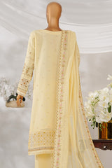 Sheer By HZ Stitched 3 Piece Emb Khaddi Net Formals Suit-HZK-226-Cream