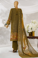 Sheer By HZ Stitched 3 Piece Emb Khaddi Net Formals Collection'2025-HZK-227-Mehndi