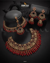Hadiqa Bridal Set Red - Zeesy Jewellery