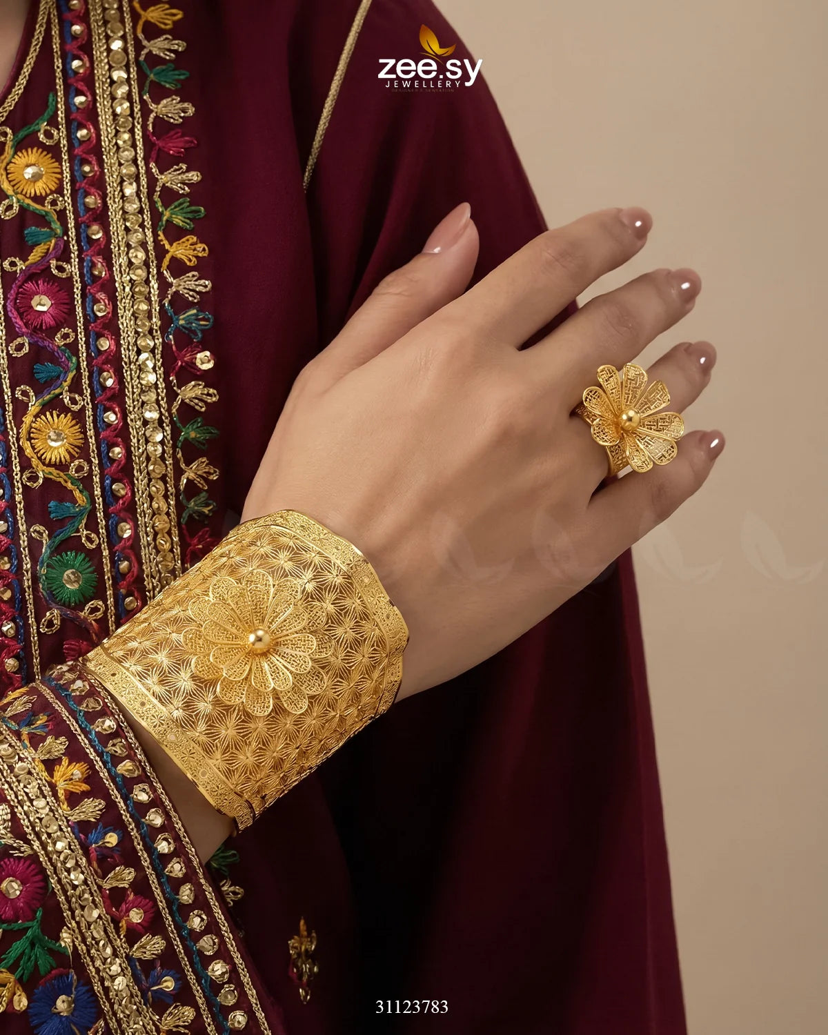 Handcrafted Floral Jali Bangle Set - Zeesy Jewellery