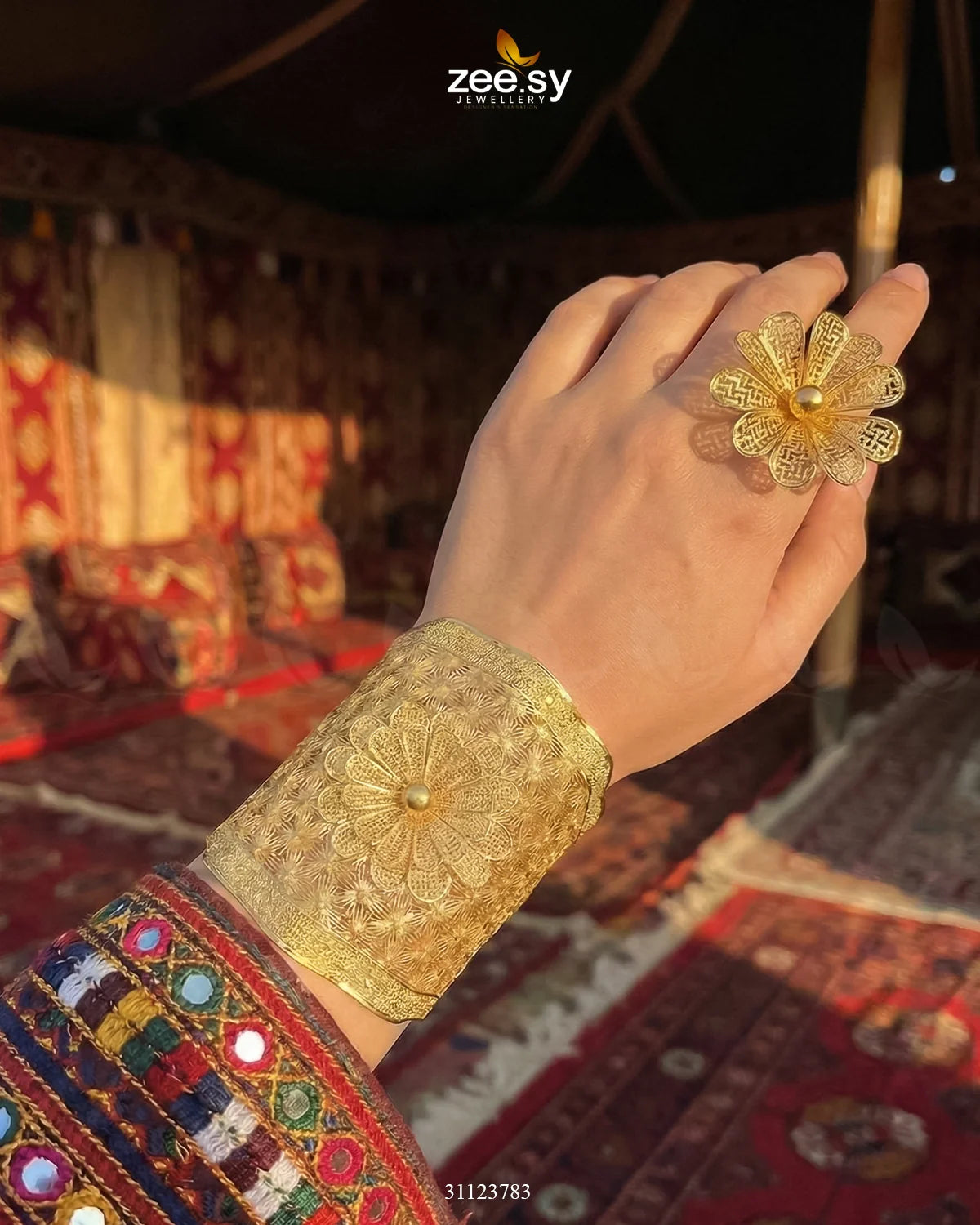 Handcrafted Floral Jali Bangle Set - Zeesy Jewellery