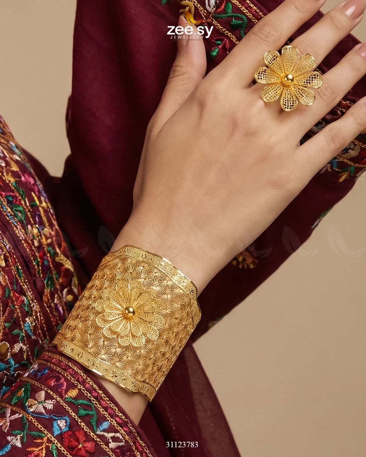 Handcrafted Floral Jali Bangle Set - Zeesy Jewellery