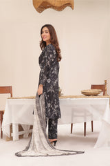 Feathers Unstitched 3 Piece Digital Printed Lawn Summer Suit-Hazy Night-FT261