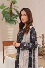 Feathers Unstitched 3 Piece Digital Printed Lawn Summer Suit-Hazy Night-FT261