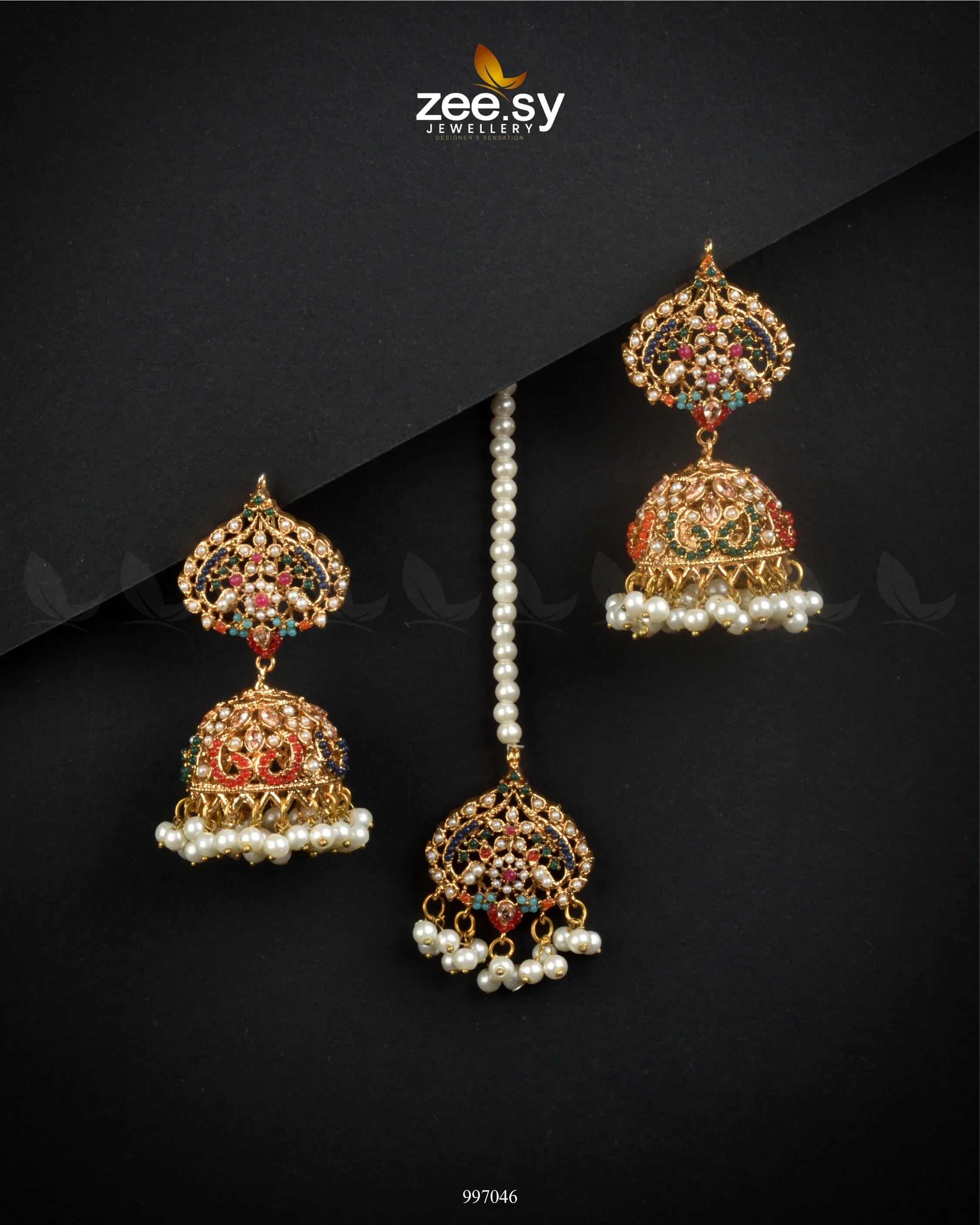 Heritage Jhumka Earrings Champagne - Zeesy Jewellery