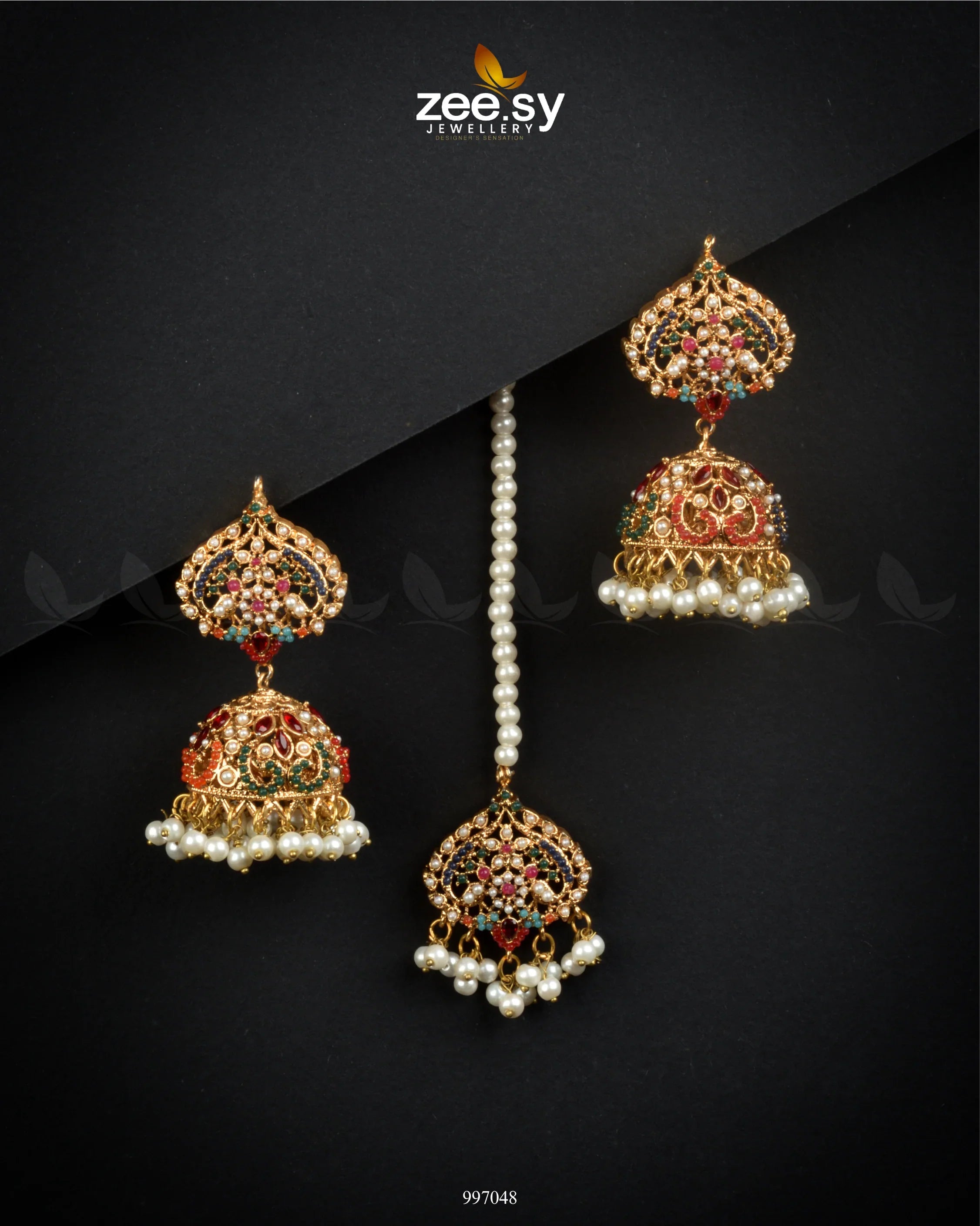 Heritage Jhumka Earrings Red - Zeesy Jewellery