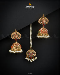 Heritage Jhumka Earrings Red - Zeesy Jewellery