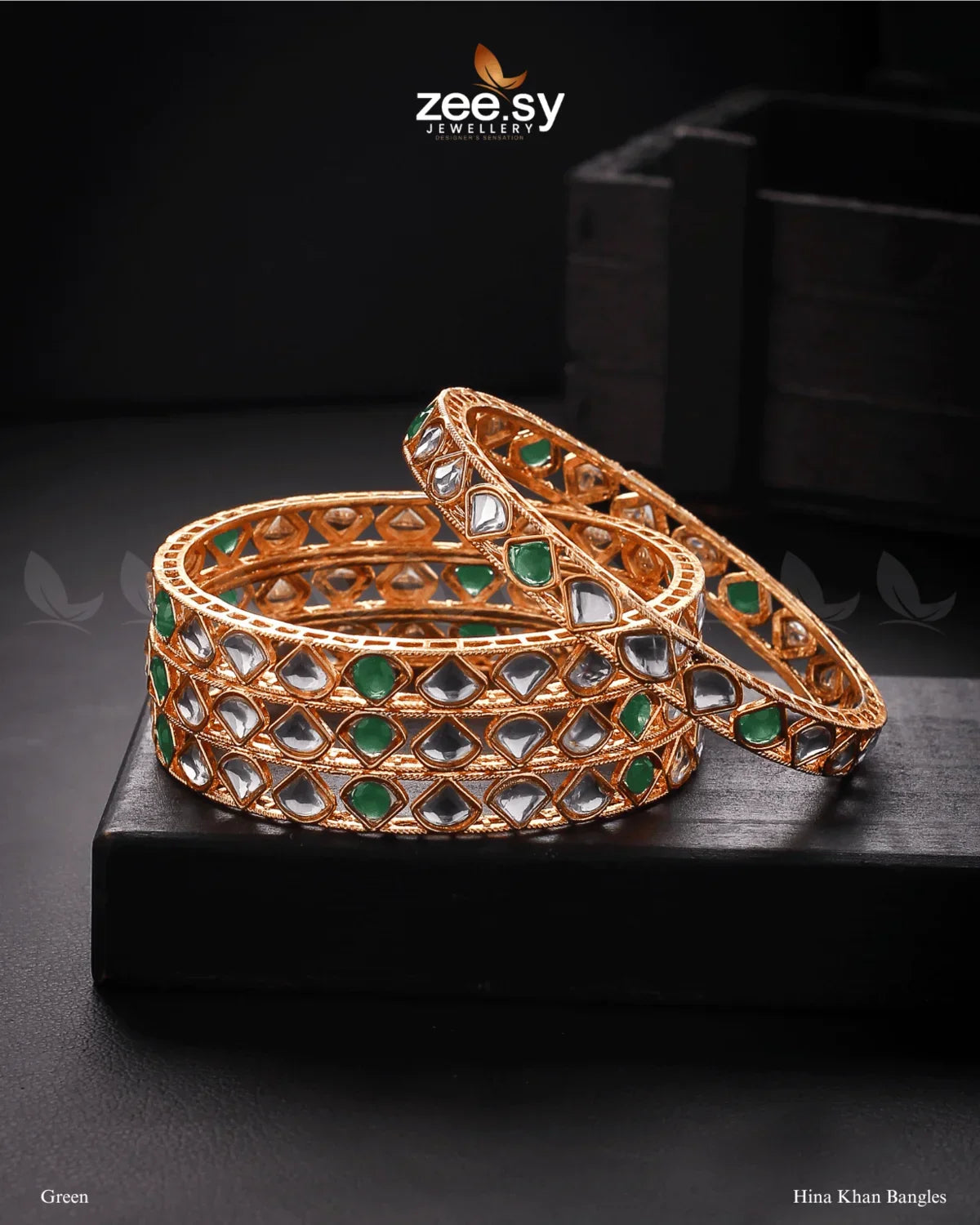 Hina Khan Bangles Green - Zeesy Jewellery