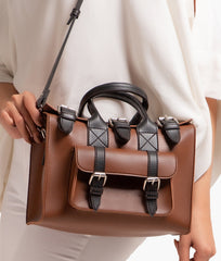 RTW Creation - Horse brown with black wilderness satchel bag