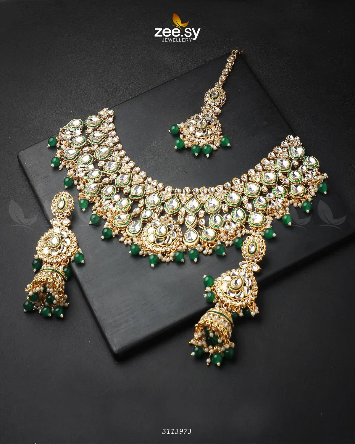 Huboor Bridal Set Green - Zeesy Jewellery