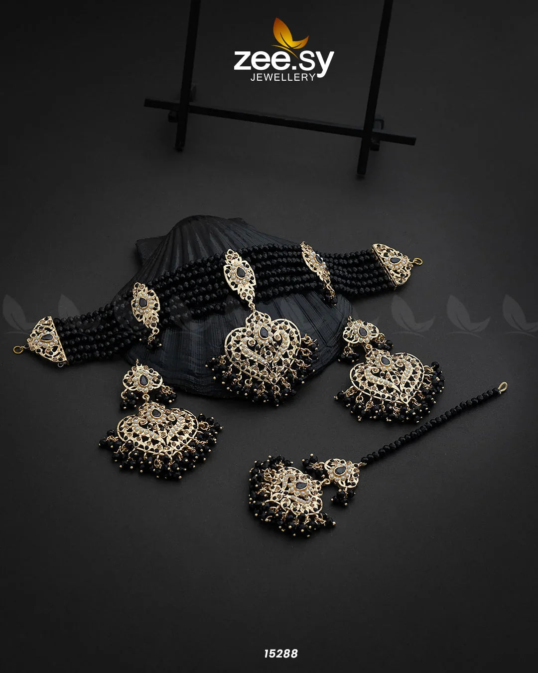 Hyderabadi Guluband Necklace Black - Zeesy Jewellery