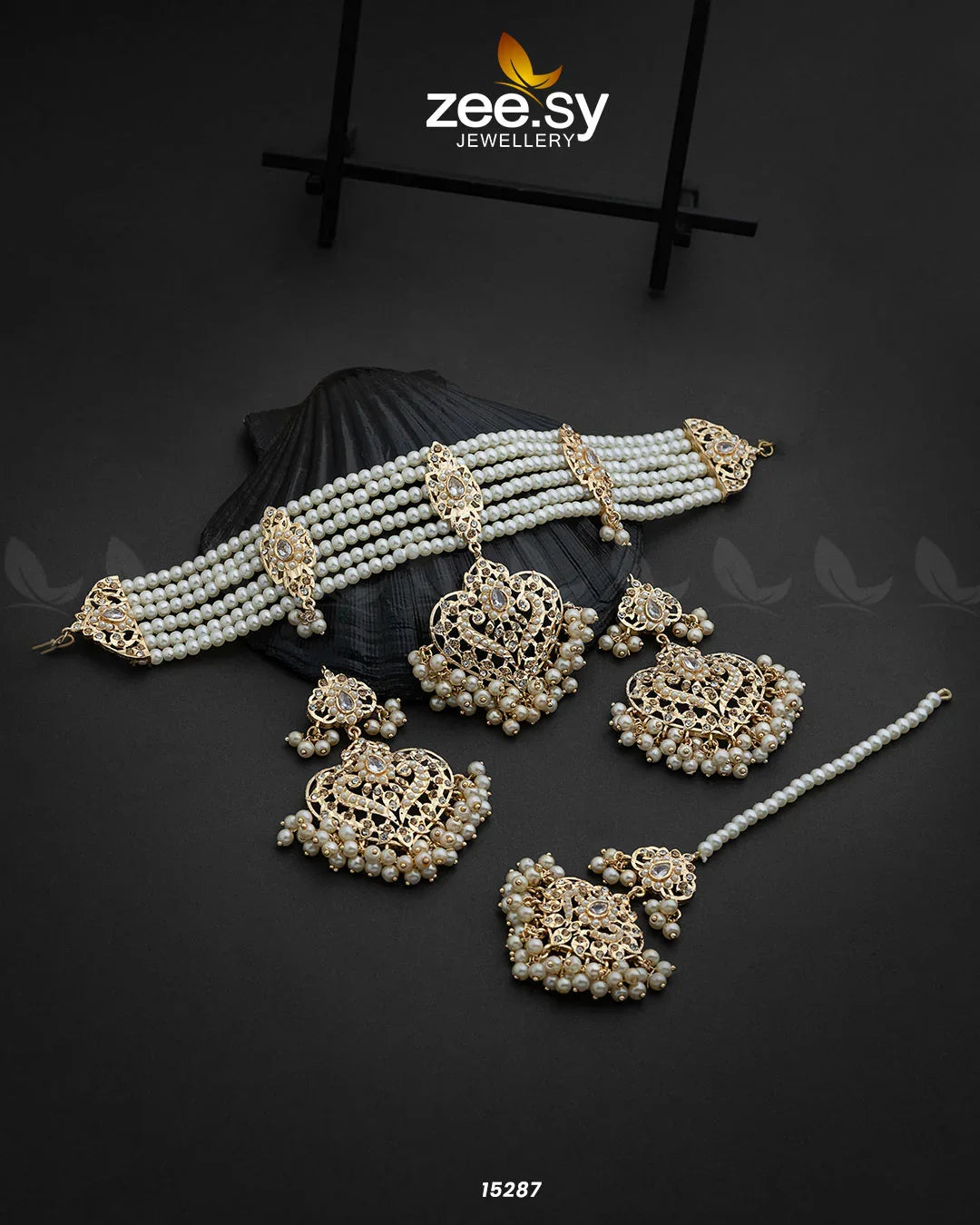 Hyderabadi Guluband Necklace Pearl - Zeesy Jewellery