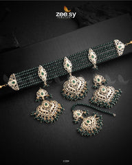 Hyderabadi Guluband Necklace Green - Zeesy Jewellery