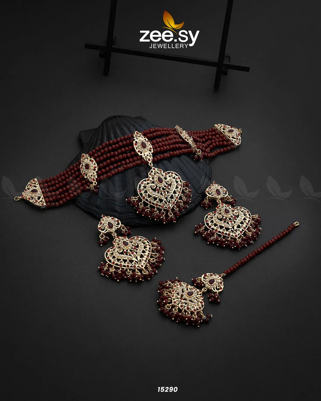 Hyderabadi Guluband Necklace Red - Zeesy Jewellery