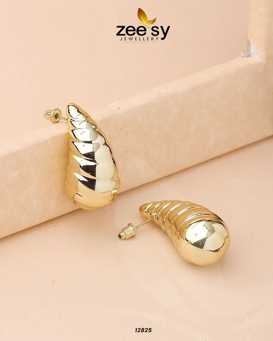 Hyperbola Drop Earrings Golden - Zeesy Jewellery