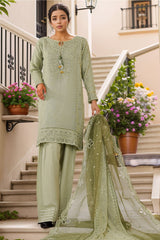 Sheer By HZ Stitched 3 Piece Emb Khaddi Net Formals Collection'2025-HZK-225-Green