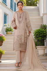 Sheer By HZ Stitched 3 Piece Emb Khaddi Net Formals Suit-HZK-226-Light Pink