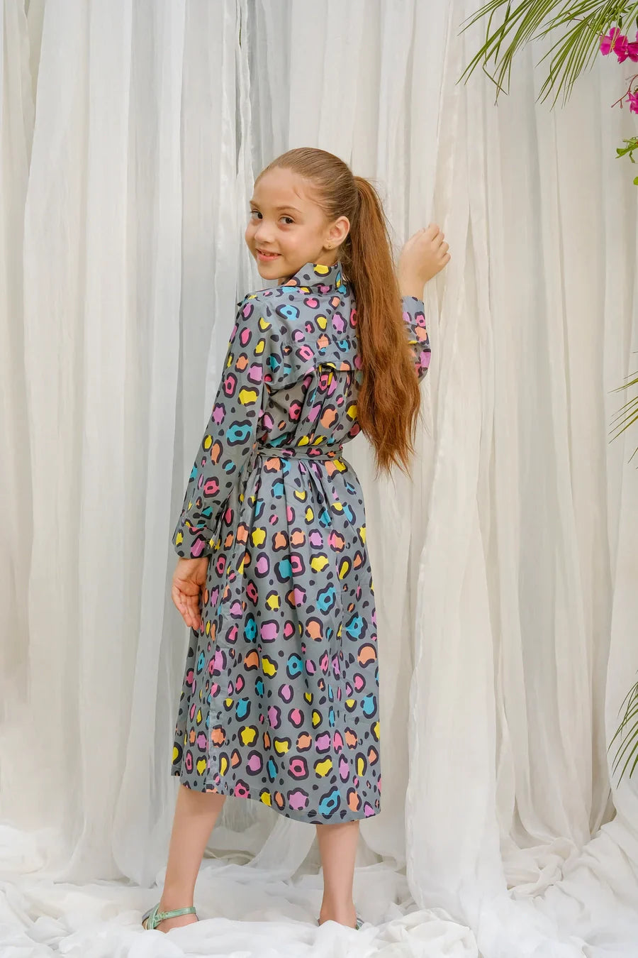 Dhaga Stitched 2 Piece Premium Cambric Kids Collection'2025-Grey Leopard