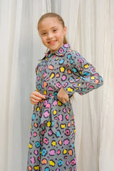 Dhaga Stitched 2 Piece Premium Cambric Kids Collection'2025-Grey Leopard