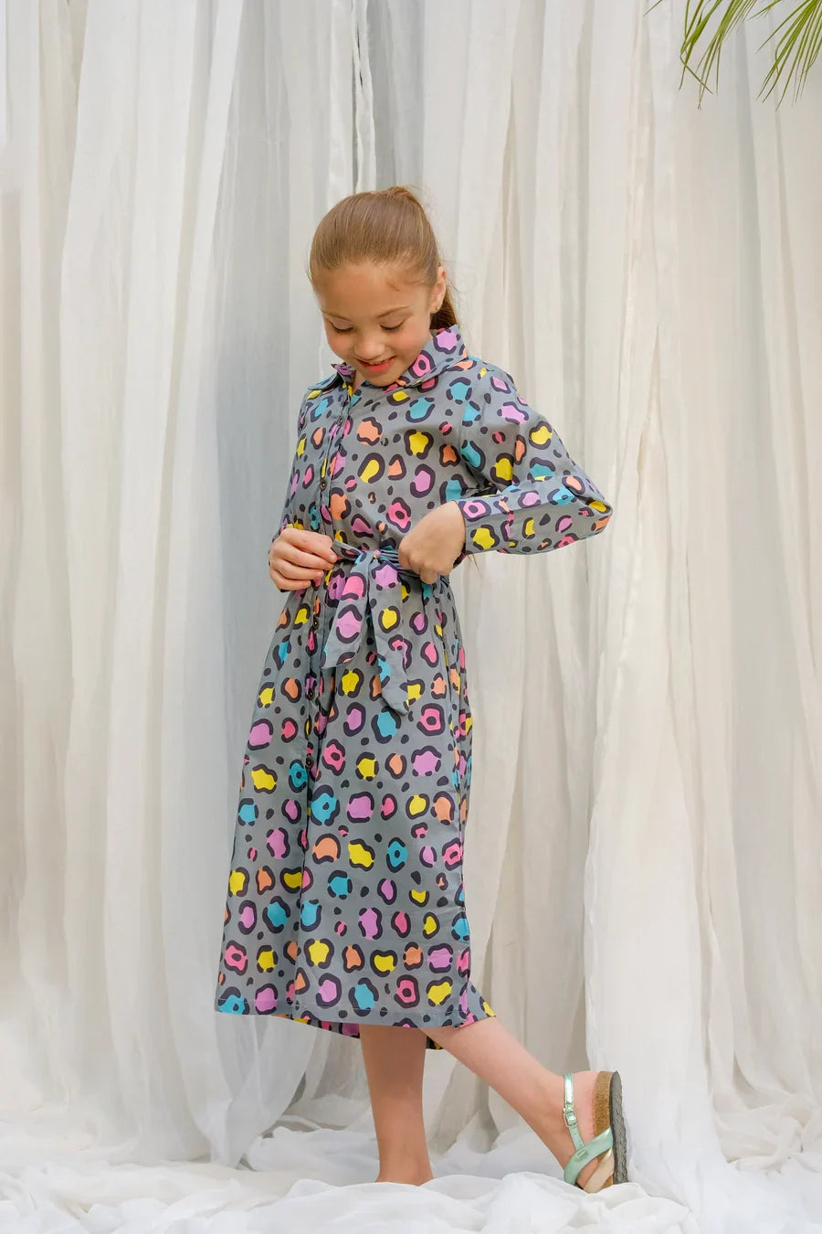 Dhaga Stitched 2 Piece Premium Cambric Kids Collection'2025-Grey Leopard