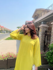 Manahils Stitched Threaded Love  Yellow