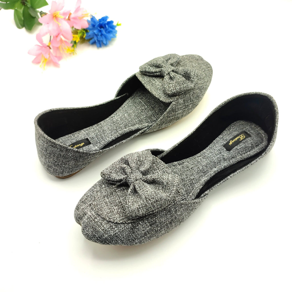 Bustangi Gray Bow Loafers