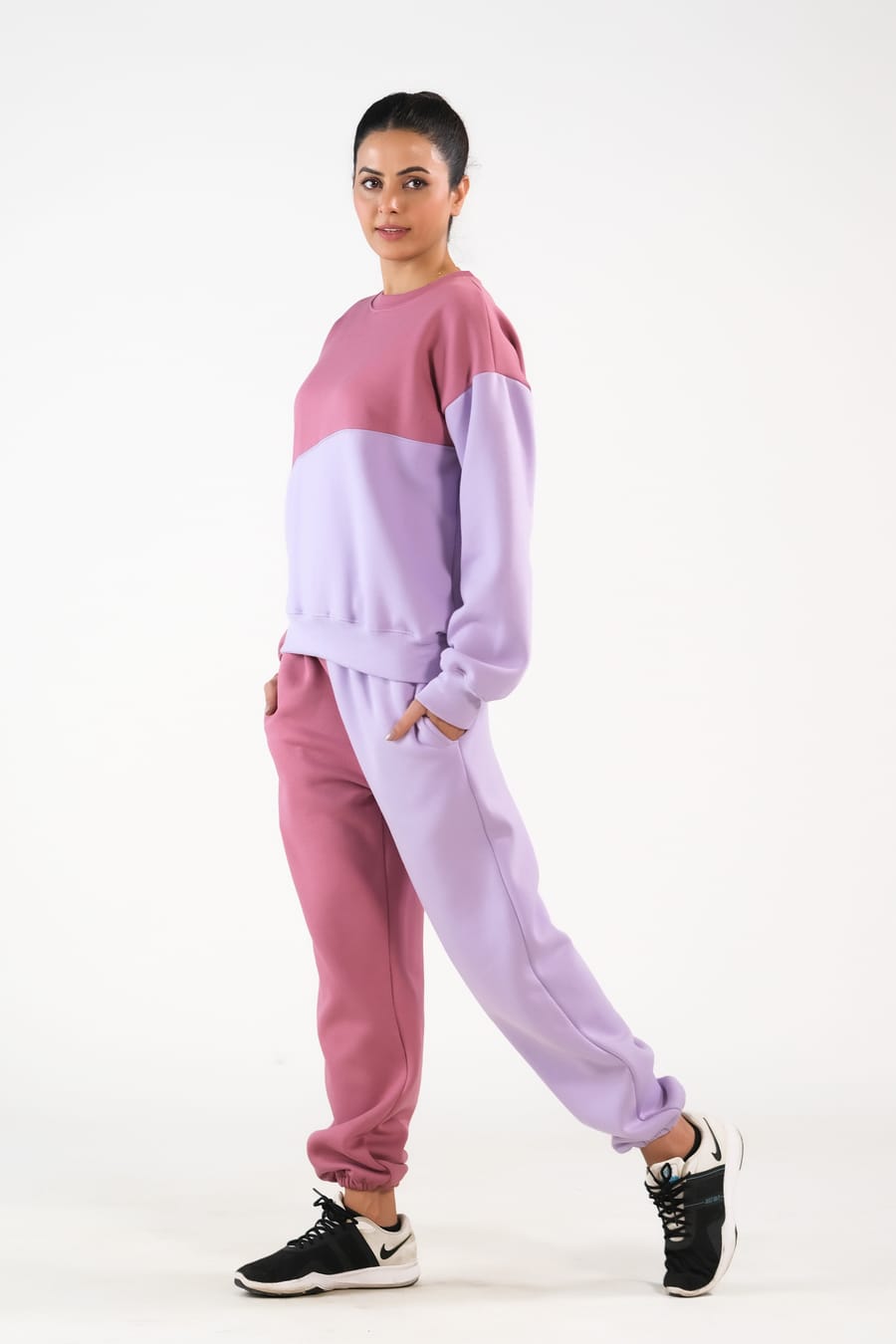 Sprinkles Stitched 2 Piece Winter Co Ord Sets Women Collection'2025-Cozy Lilac/Tea Pink - 2pcs Co-Ord Set