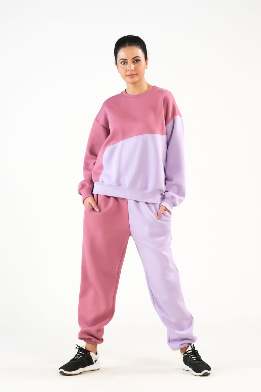 Sprinkles Stitched 2 Piece Winter Co Ord Sets Women Collection'2025-Cozy Lilac/Tea Pink - 2pcs Co-Ord Set