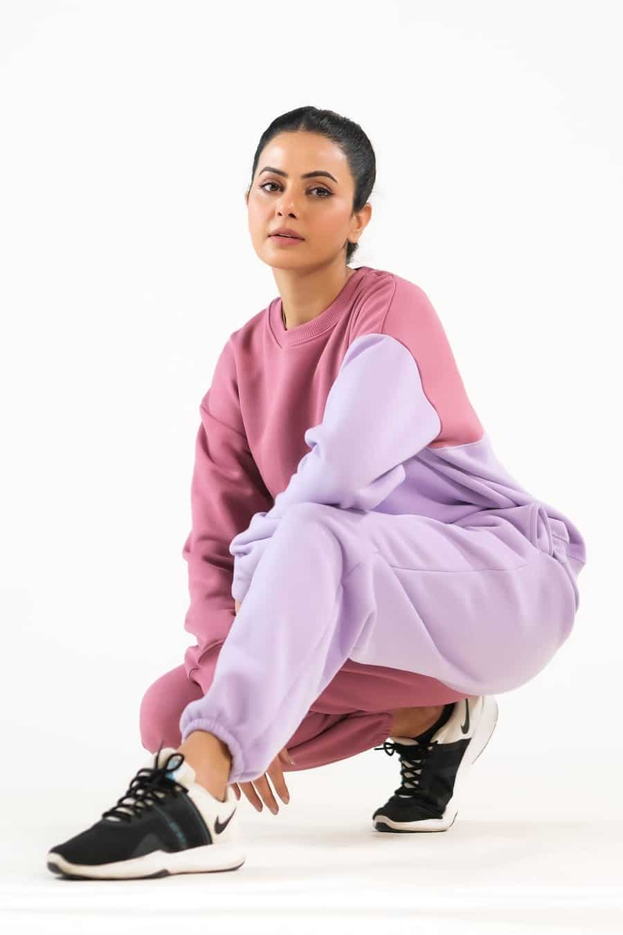 Sprinkles Stitched 2 Piece Winter Co Ord Sets Women Collection'2025-Cozy Lilac/Tea Pink - 2pcs Co-Ord Set