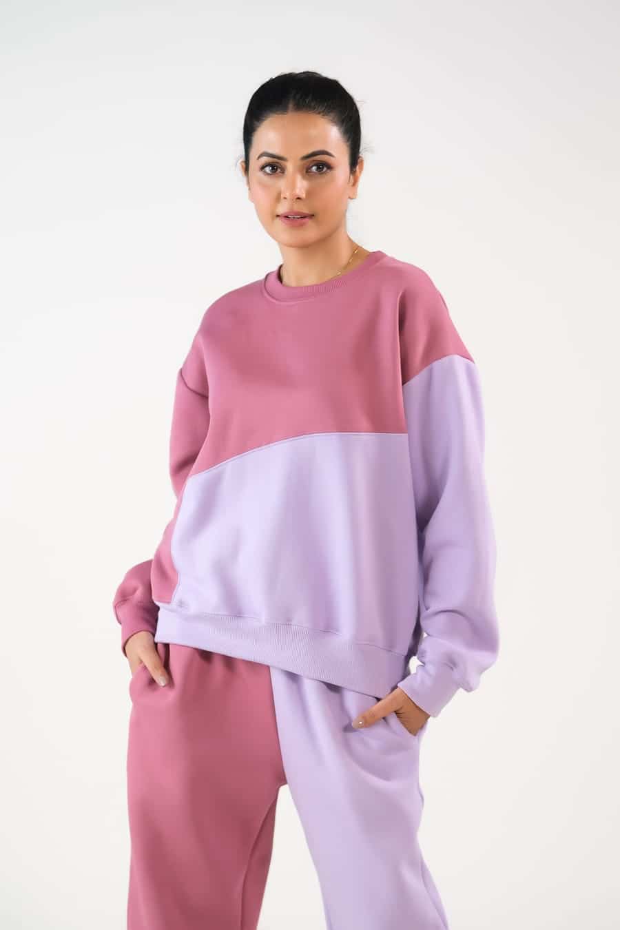 Sprinkles Stitched 2 Piece Winter Co Ord Sets Women Collection'2025-Cozy Lilac/Tea Pink - 2pcs Co-Ord Set