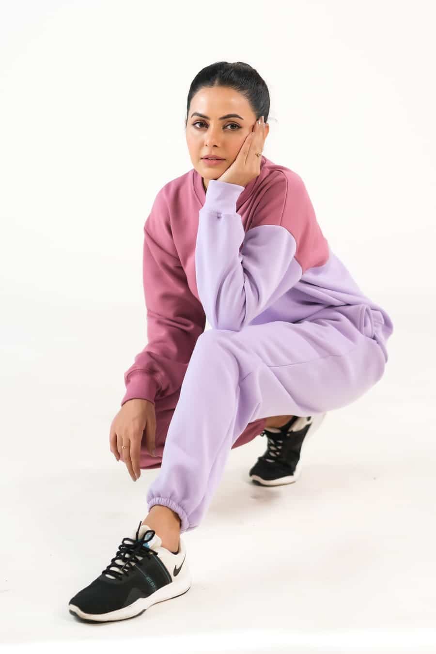 Sprinkles Stitched 2 Piece Winter Co Ord Sets Women Collection'2025-Cozy Lilac/Tea Pink - 2pcs Co-Ord Set