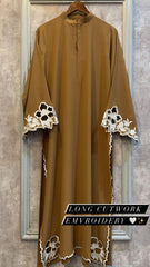Manahils Stitched Camel Brown Scallop