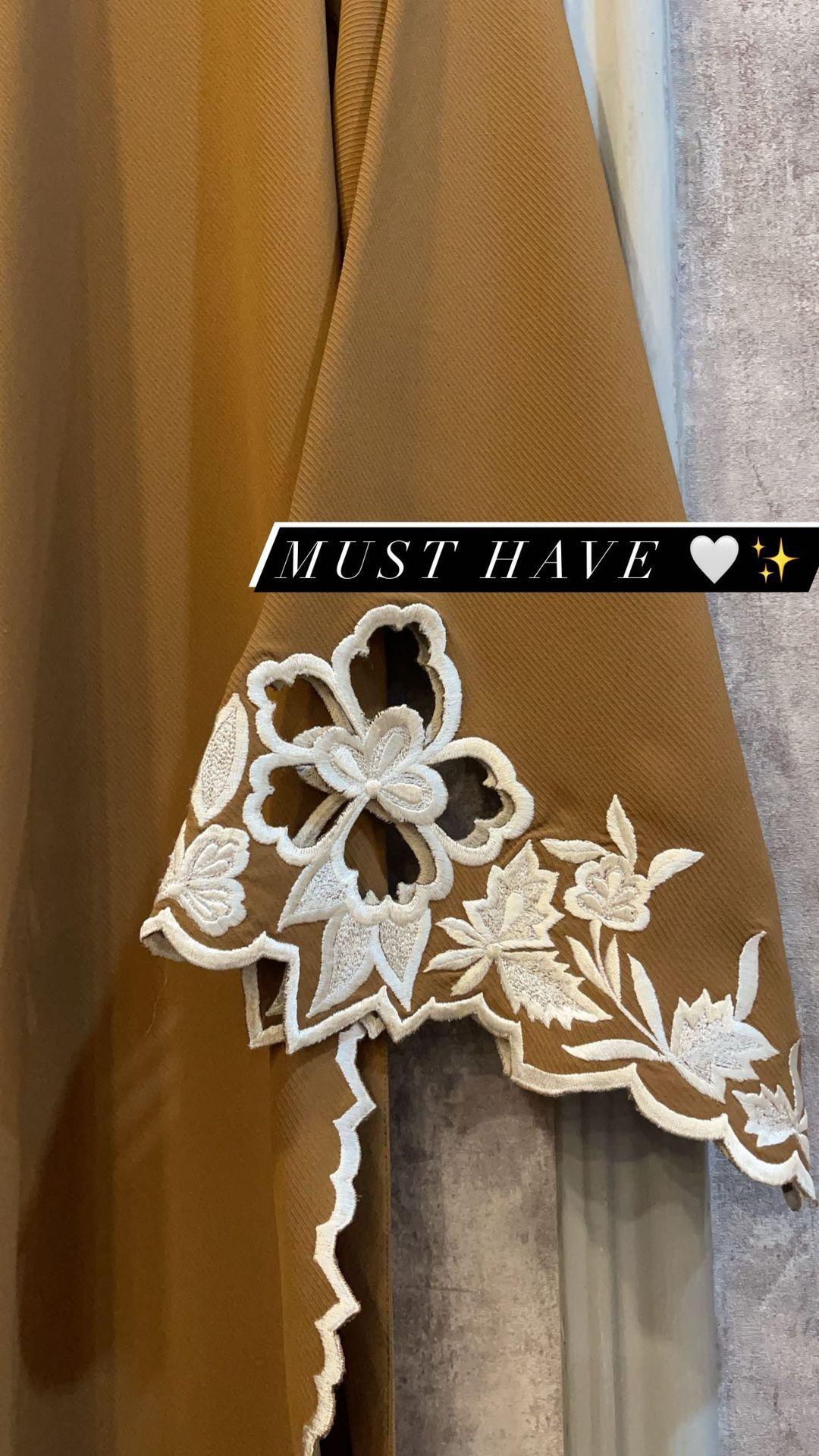Manahils Stitched Camel Brown Scallop
