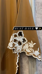 Manahils Stitched Camel Brown Scallop